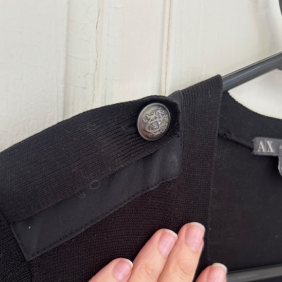 AX Armani Exchange Black Button Down Cardigan Sweater, Sz S - Picture 3 of 5